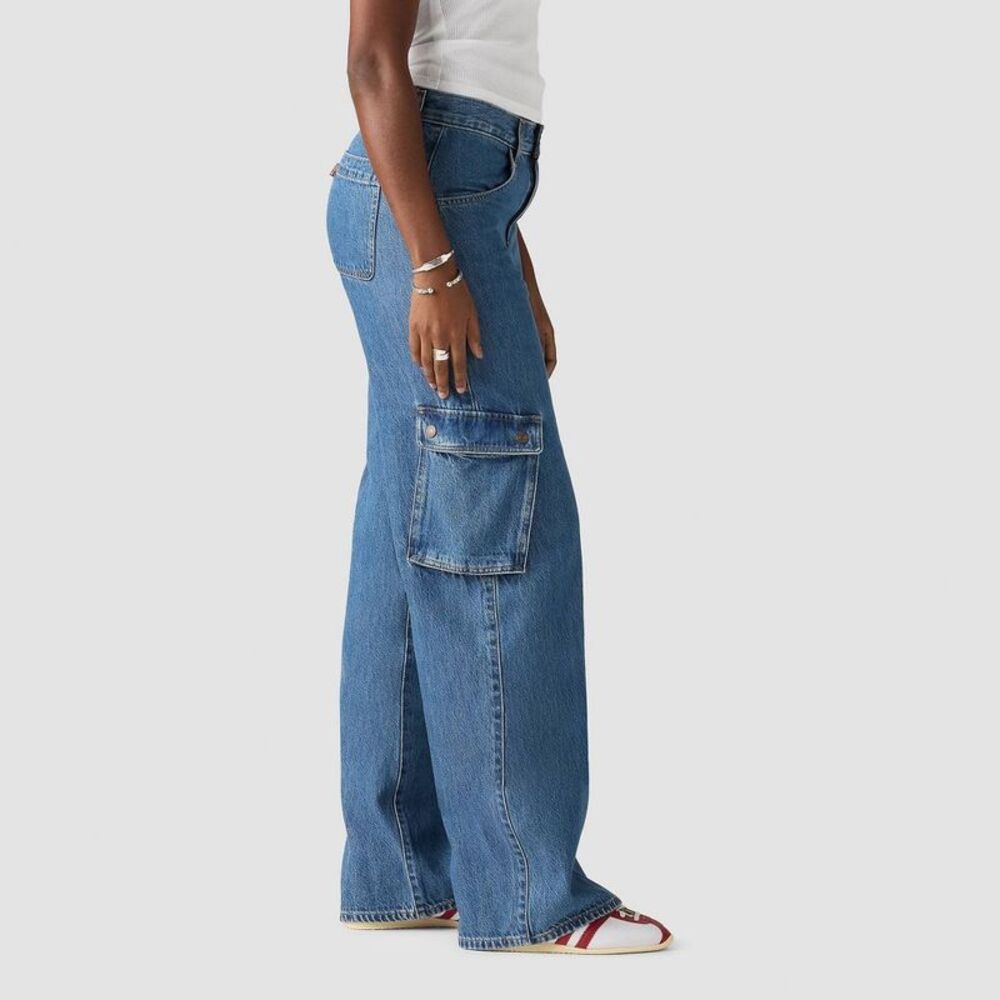 Open Box - Levi's -  Women's Superlow Loose Jeans - All Over Blu Blue - Picture 2 of 3